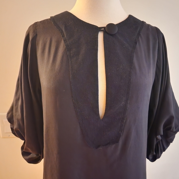 Graham and Spencer Black Shift Dress With Button in Front, US Size S - Picture 2 of 9